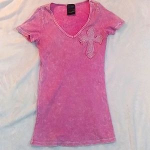How cute pink ribbed T-shirt short sleeve medium